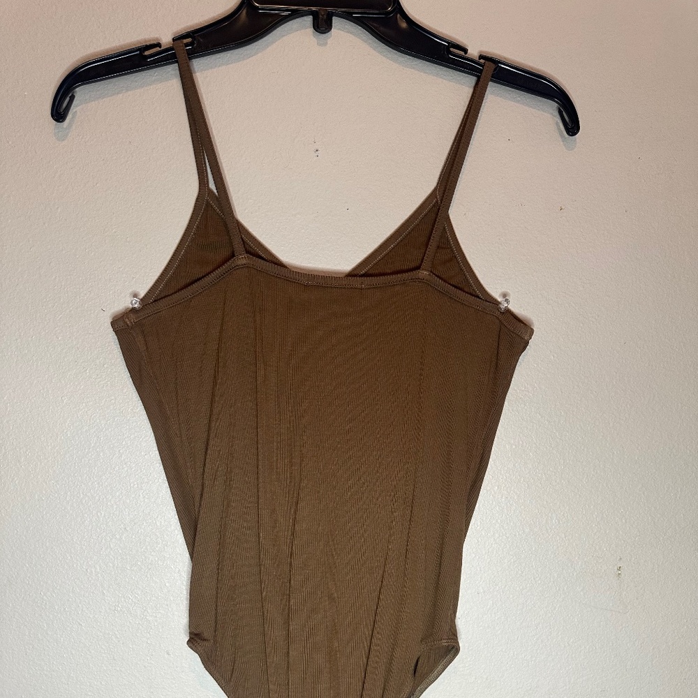 Agolde Spaghetti Strap Bodysuit Toffee
